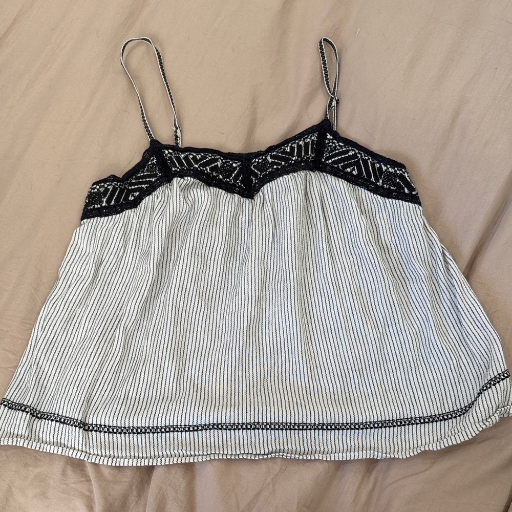 Striped Black and Cream Tank Top